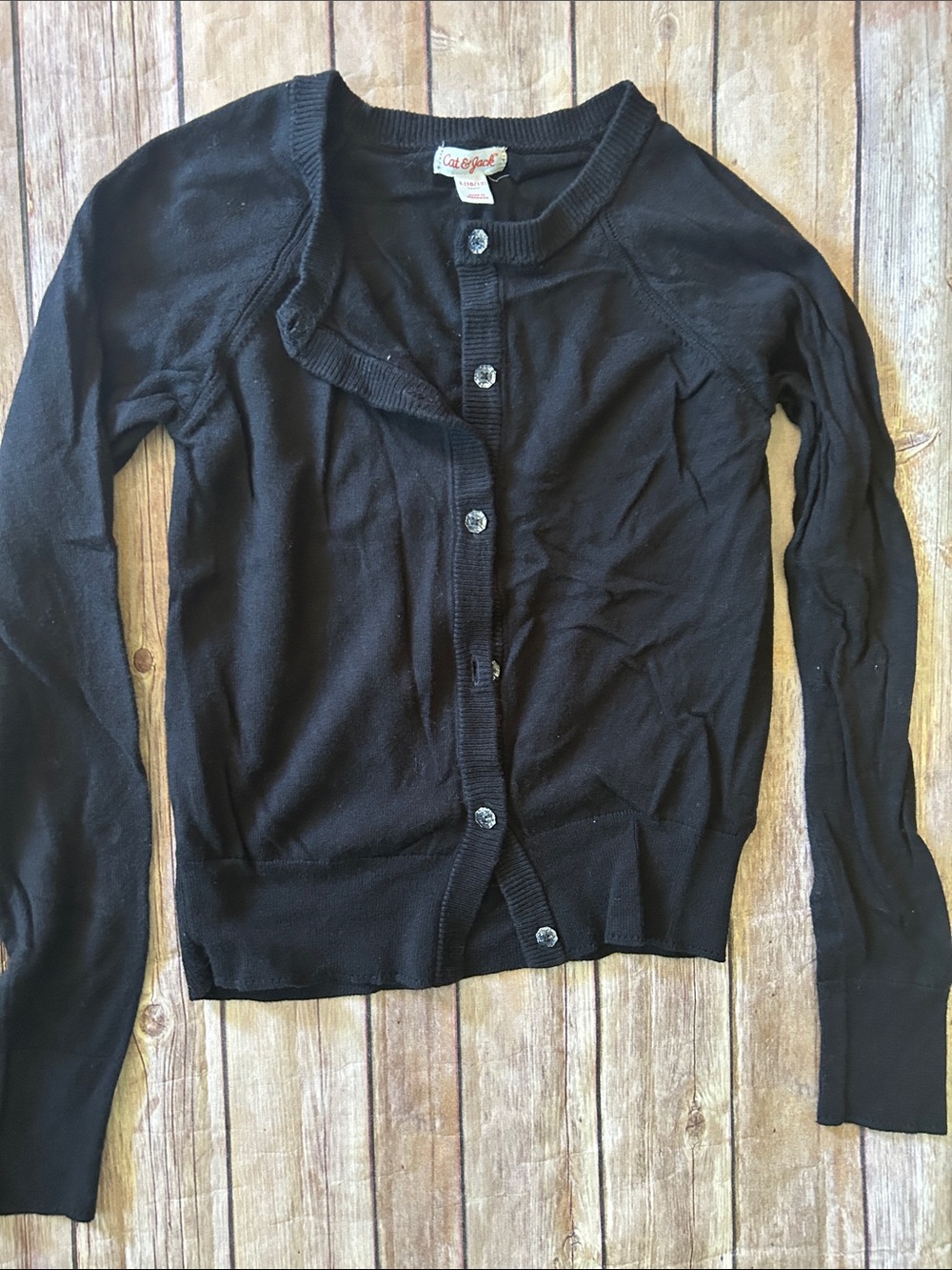 Cat & Jack Black Kids Button-Up Crewneck Cardigan